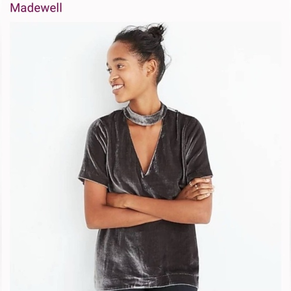 Madewell Charcoal Velvet Choker top size XS